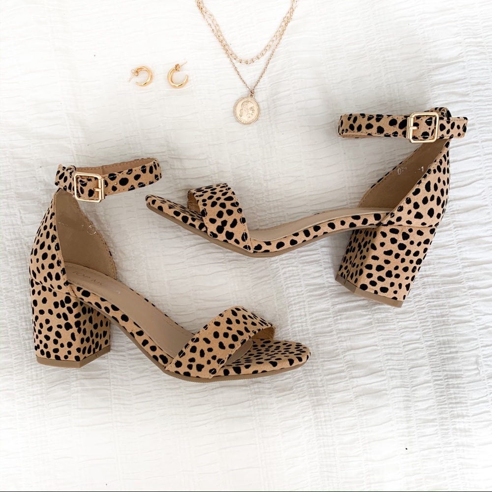 Leopard cheetah print block mini heel - Picture 2 of 4